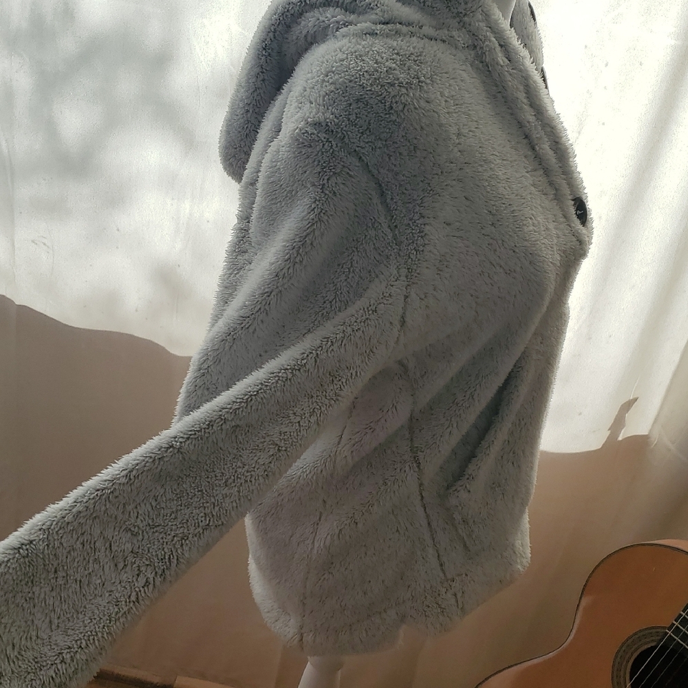Cozy Gray Button-Up Women's Sweater - Picture 9 of 10